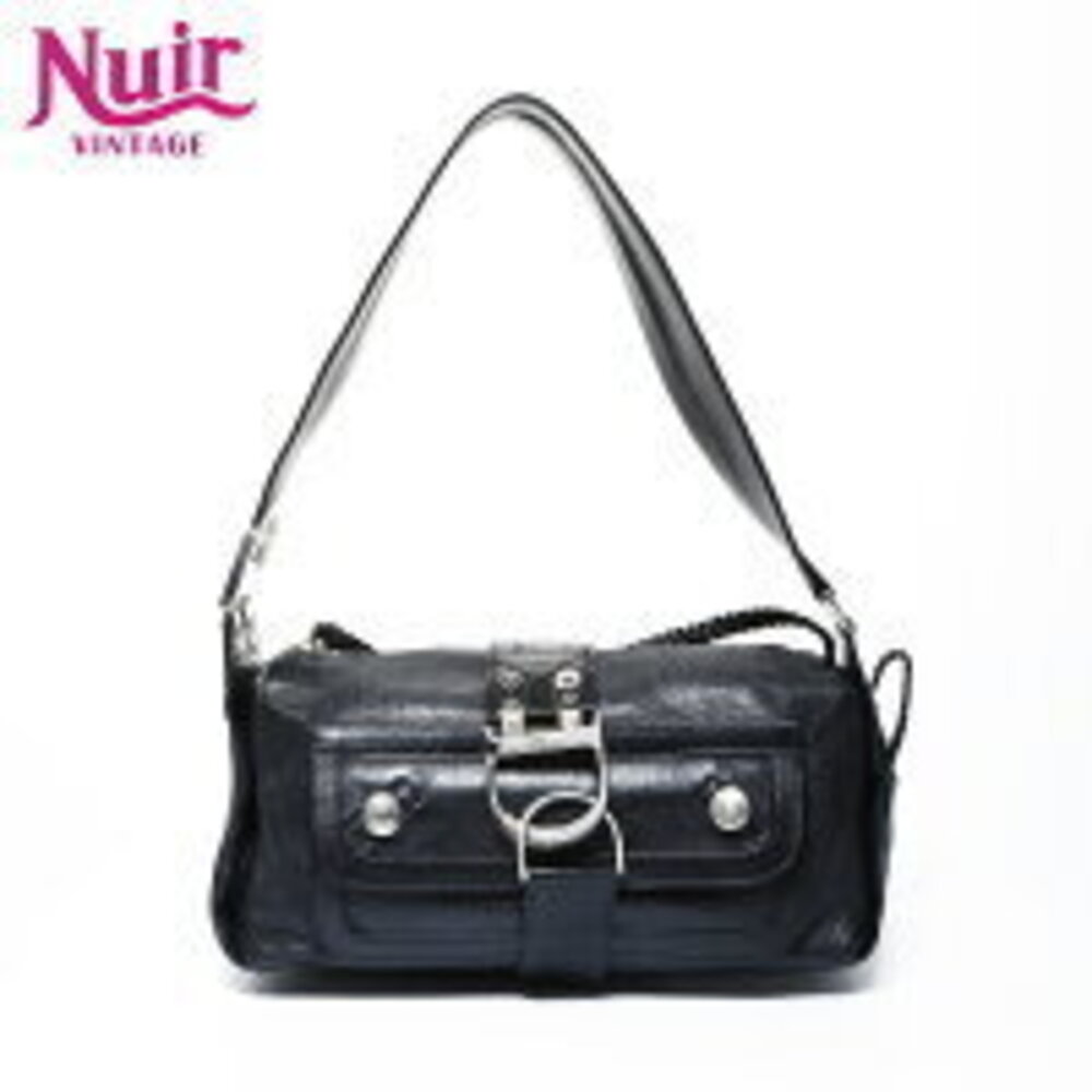 Christian Dior Leather One Shoulder Hobo Flight On Shoulder Bag Black